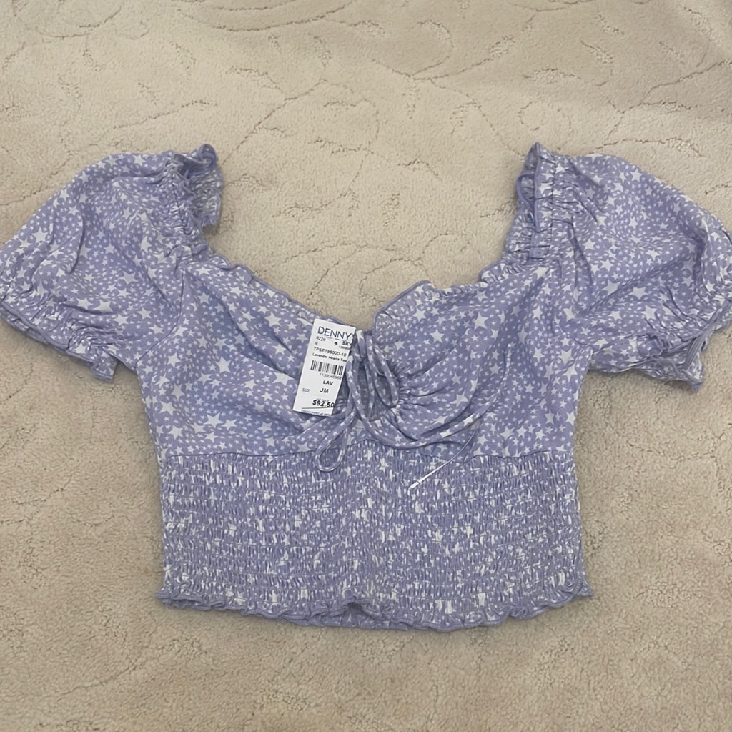 Nwt - Skylar + Madison Lavendar Smocked Keyhole Crop Top